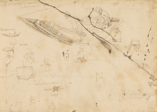 Designs for Boats and Other Machinery Poster | Leonardo da Vinci Art Print (1485)