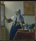 Young Woman with a Water Pitcher Poster | Johannes Vermeer Art Print (1662)