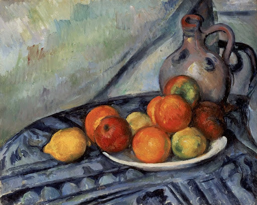Fruit and a Jug on a Table Poster | Paul Cézanne Art Print (1890)