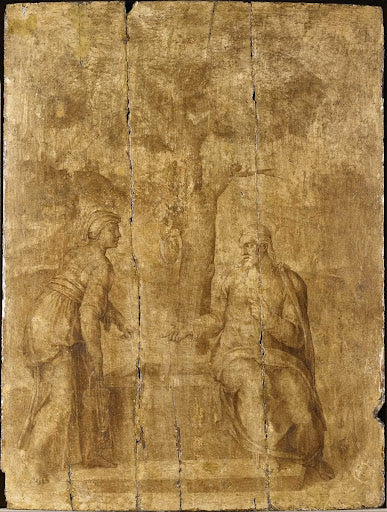 Christ and the Woman of Samaria Poster | Attributed to Michelangelo Art Print (1536)