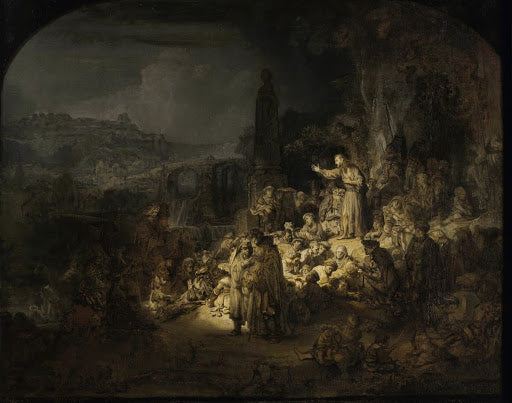 The Sermon of John the Baptist Poster | Rembrandt van Rijn Art Print (1634)