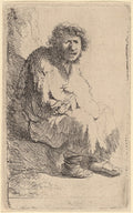 Beggar Seated on a Bank Poster | Rembrandt van Rijn Art Print (1630)