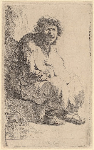 Beggar Seated on a Bank Poster | Rembrandt van Rijn Art Print (1630)