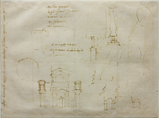 Studies for the Facade of San Lorenzo Poster | Michelangelo Art Print (1517)