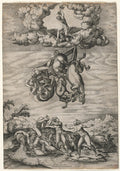 The Fall of Phaeton (Beatrizet Engraving) Poster | After Michelangelo Art Print (1545)