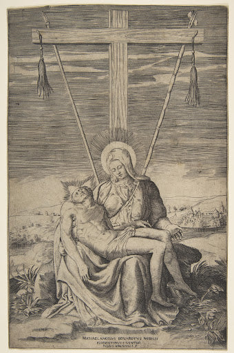 Pietà under the Cross (Bonasone Engraving) Poster | After Michelangelo Art Print (1547)