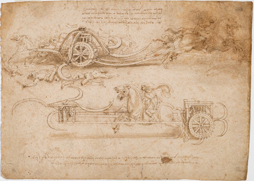 Studies of Scythed Chariots Poster | Leonardo da Vinci Art Print (1485)