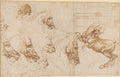 Rearing Horse and Heads of Horses, Lion and Man Poster | Leonardo da Vinci Art Print (1503)
