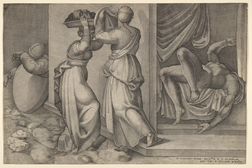 Judith and Holofernes (Vico Engraving) Poster | After Michelangelo Art Print (1546)
