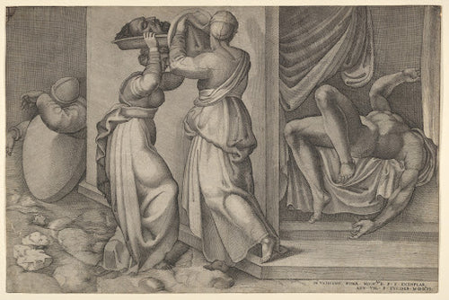Judith and Holofernes (Vico Engraving) Poster | After Michelangelo Art Print (1546)
