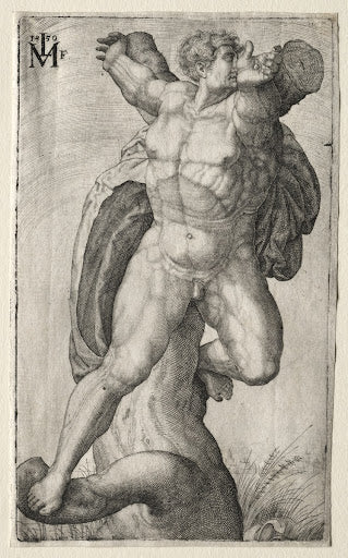 Crucified Man (Lorck Engraving) Poster | After Michelangelo Art Print (1550)