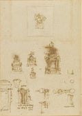 Sketches for the Trivulzio Monument, and Other Studies Poster | Leonardo da Vinci Art Print (1508)