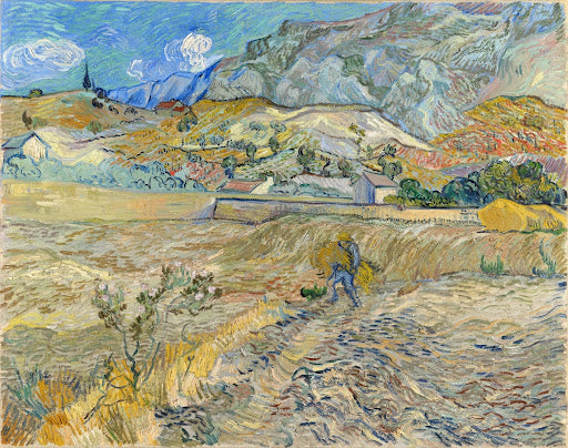 Landscape at Saint-Rémy (Enclosed Field with Peasant) Poster | Vincent van Gogh Art Print (1889)