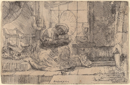The Virgin and Child with the Cat and Snake Poster | Rembrandt van Rijn Art Print (1654)