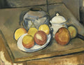 Straw-Trimmed Vase, Sugar Bowl and Apples Poster | Paul Cézanne Art Print (1890)