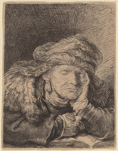 Old Woman Sleeping Poster | Rembrandt van Rijn Art Print (1635)