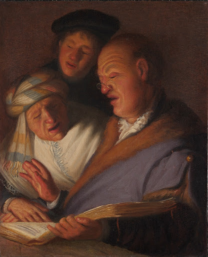 Three Musicians (Allegory of Hearing) Poster | Rembrandt van Rijn Art Print (1624)