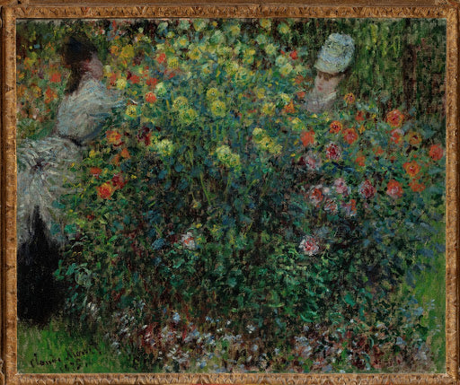 Two Women Among the Flowers Poster | Claude Monet Art Print (1875)