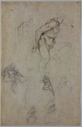 Studies for a Ledge and the Ignudi of the Sistine Chapel Poster | Michelangelo Art Print (1508)