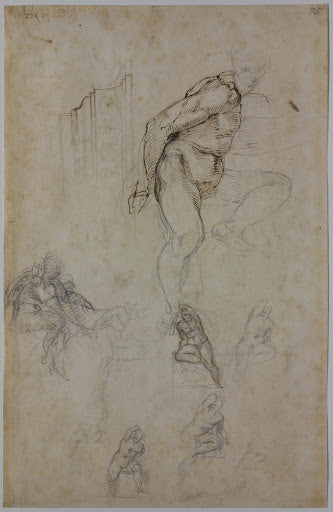 Studies for a Ledge and the Ignudi of the Sistine Chapel Poster | Michelangelo Art Print (1508)
