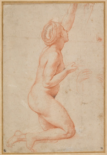 A Kneeling Nude Woman Poster | Raphael Art Print (1518)