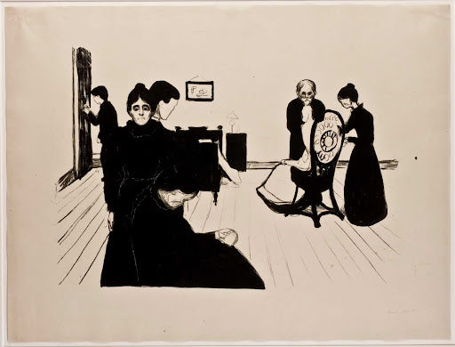 Death in the Sickroom (Lithograph) Poster | Edvard Munch Art Print (1896)