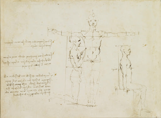 The Proportions of a Standing, Kneeling and Sitting Man Poster | Leonardo da Vinci Art Print (1490)