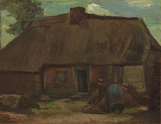 Cottage with Peasant Woman Digging Poster | Vincent van Gogh Art Print