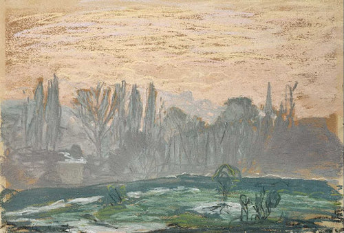 Winter Landscape with Evening Sky Poster | Claude Monet Art Print (1870)