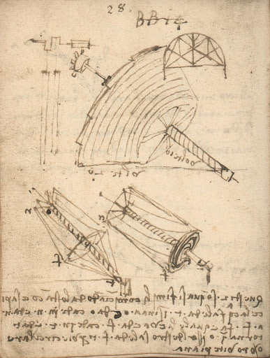 Studies of Perpetual Engines Based on the Archimedean Screw Poster | Leonardo da Vinci Art Print (1487)
