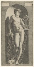 Apollo in a Niche Poster | Marcantonio Raimondi after Raphael Art Print (1512)