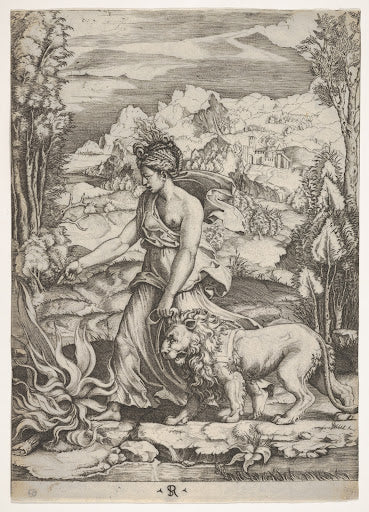 Fortitude with a Lion Poster | After Raphael Art Print (1510)