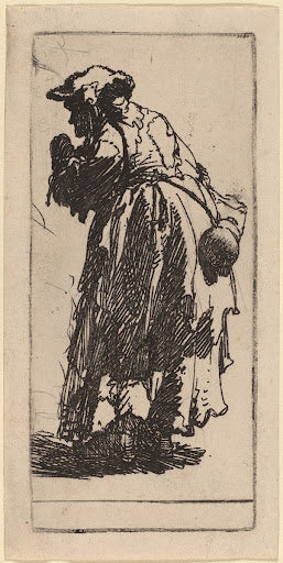 Old Beggar Woman with a Gourd Poster | Rembrandt van Rijn Art Print (1630)
