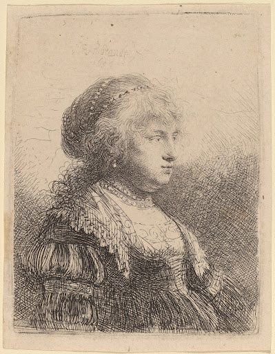 Saskia with Pearls in Her Hair Poster | Rembrandt van Rijn Art Print (1634)